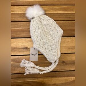 Bass Faux Fur Lined Knit Beanie With Pom Pom NWT Women’s OS Winter Hat